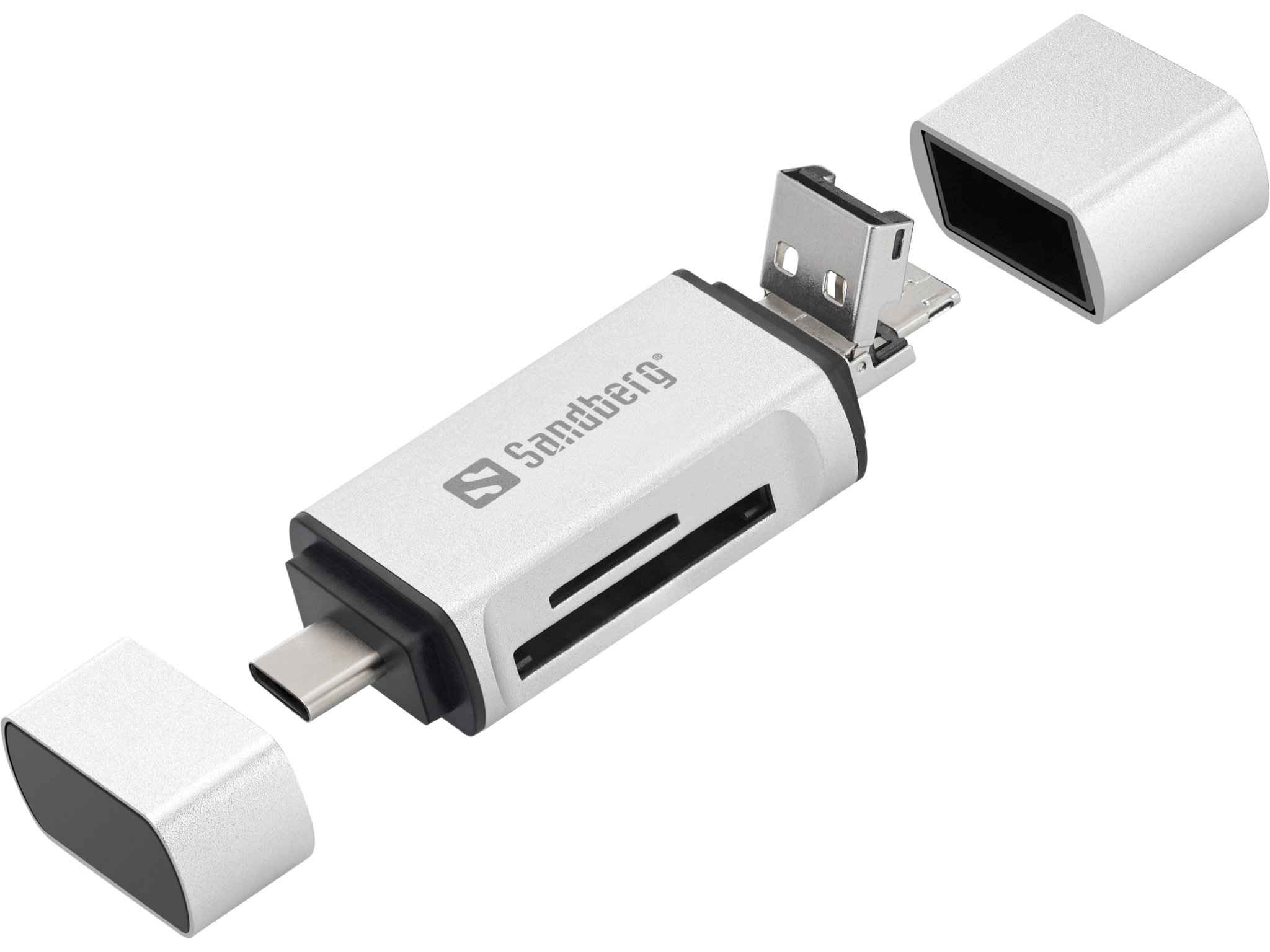 Kortelių skaitytuvas Sandberg USB-C+USB+MicroUSB (136-28)