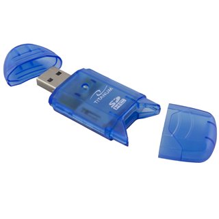 Kortelių skaitytuvas Titanum SDHC/MiniSDHC/MicroSDHC/RS/MM TA101B Mėlynas USB2.0