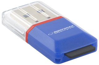 Esperanza EA134B kortelių skaitytuvas Mėlyna, Sidabras, Permatomas USB 2.0