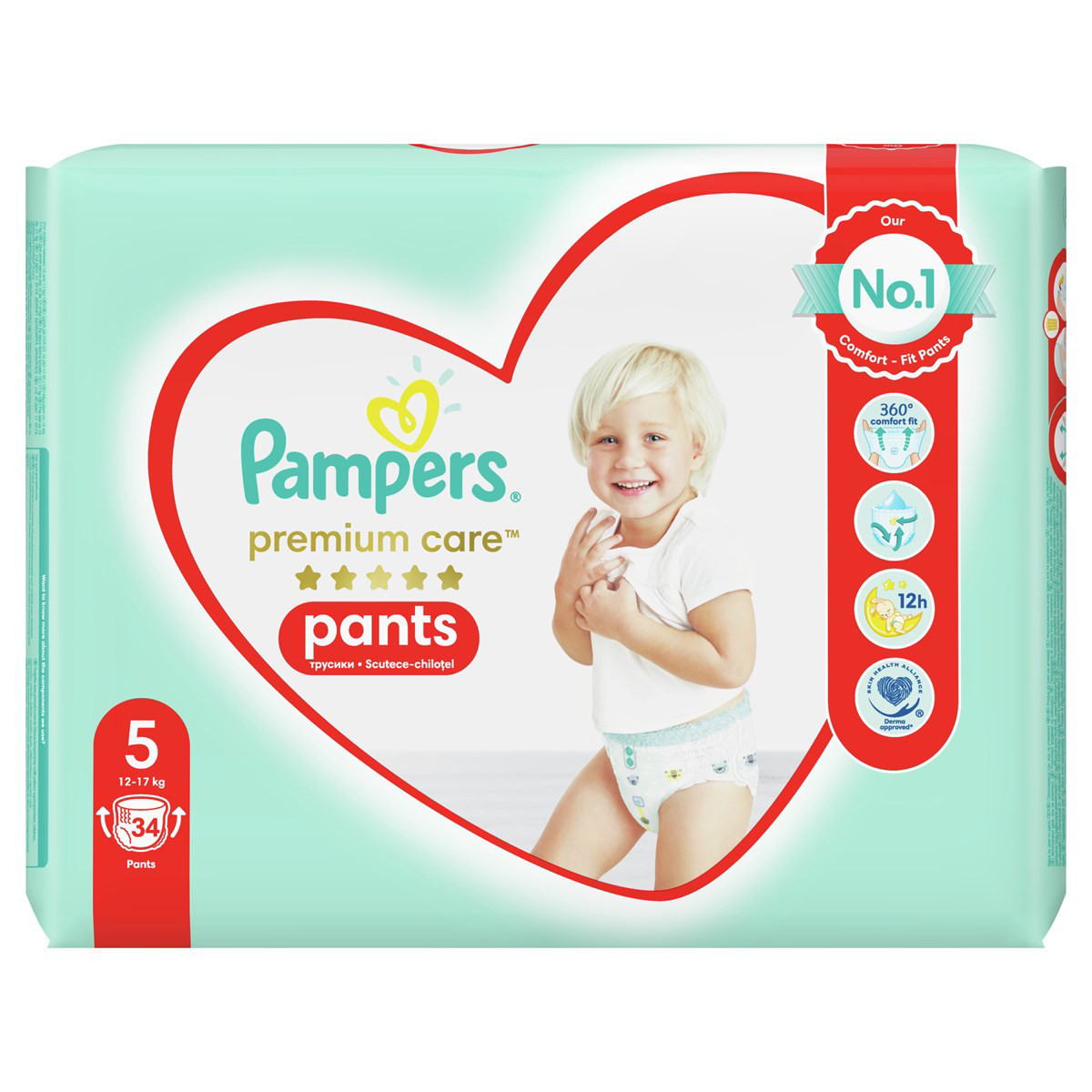 PAMPERS PREMIUM CARE, Sauskelnės-Kelnaitės, 5 DYDIS, 34 vnt.