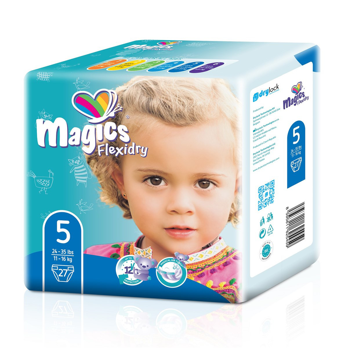 MAGICS FLEXIDRY MAGICAL TUBES JUNIOR, vaikiškos sauskelnės, 11-16 kg, 27 vnt.