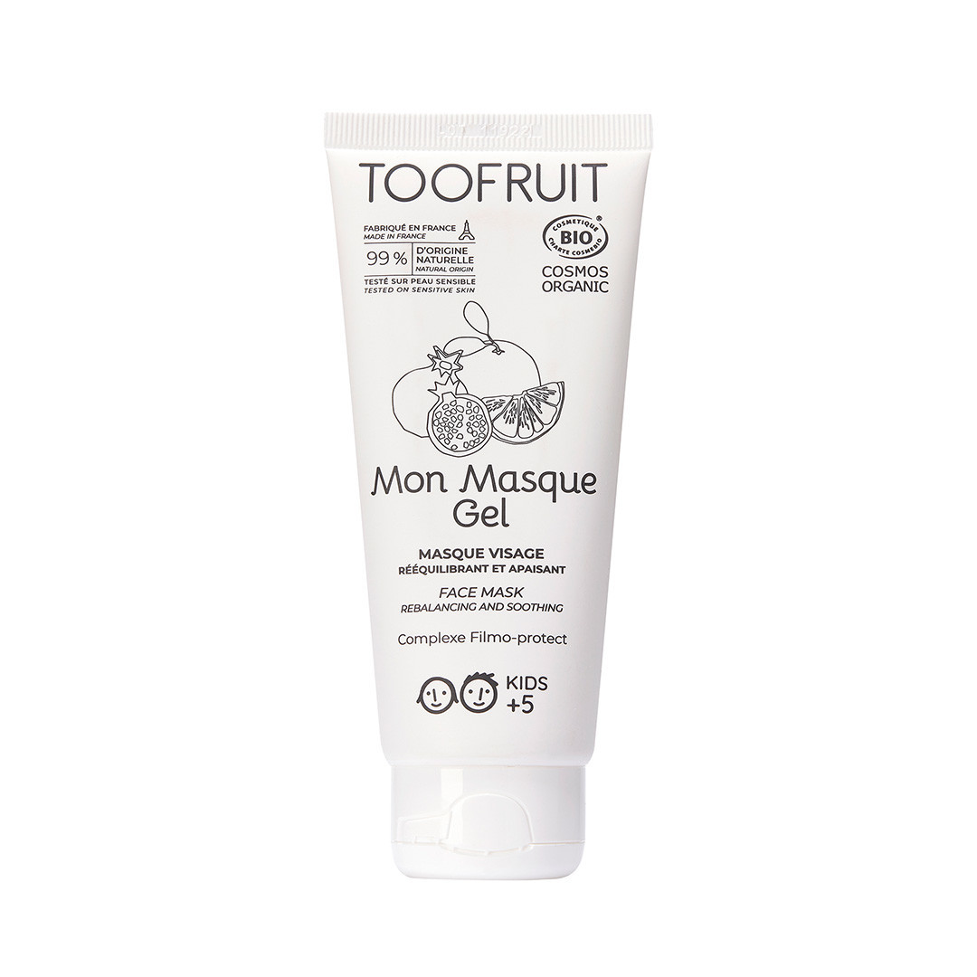 TOOFRUIT Balansuojanti veido kaukė vaikams “Mon Masque Gel”, nuo 5 metų, 100 ml.