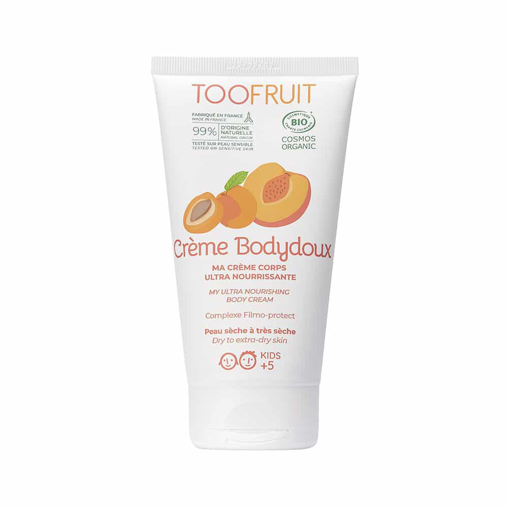 TOOFRUIT Maitinamasis kūno kremas vaikams "Bodydoux", nuo 5 metų, 150 ml., Persikai ir Abrikosai