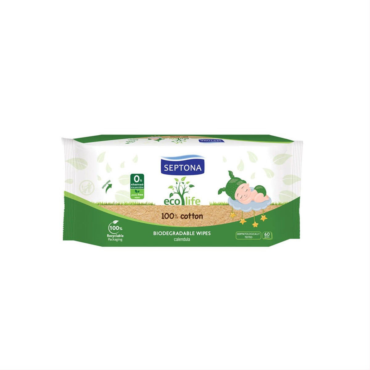 SEPTONA ECOLIFE, drėgnos servetėlės vaikams, medetka, 60 vnt.
