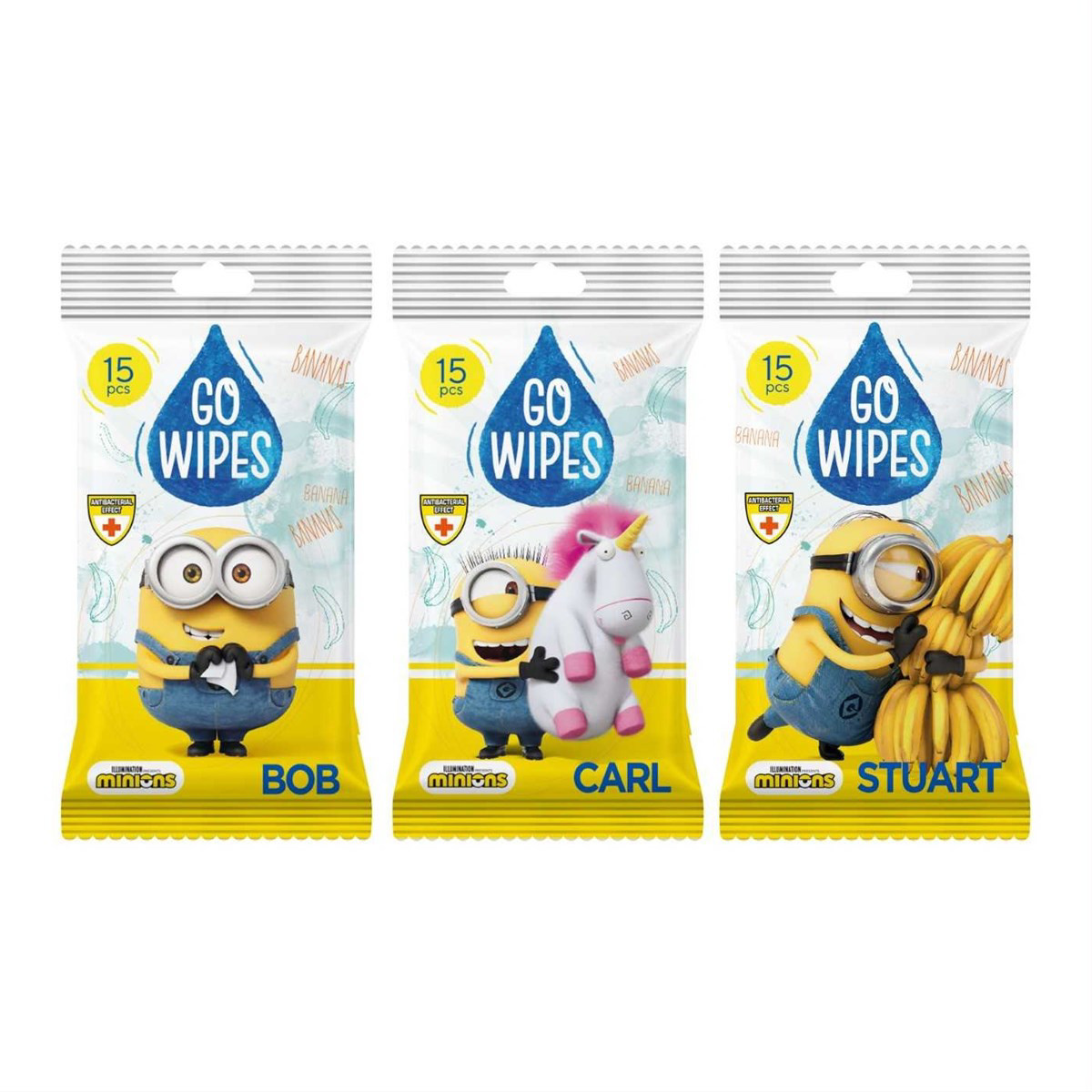 GOWIPES, gaivinančios drėgnos servetėlės Minions, 15 vnt.
