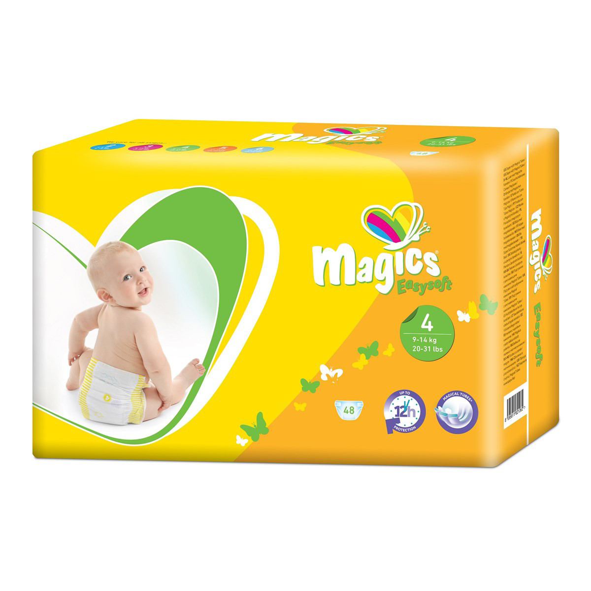 MAGICS EASYSOFT MAGICAL TUBES MAXI, sauskelnės, 9-14 kg, dydis 4, 48 vnt.