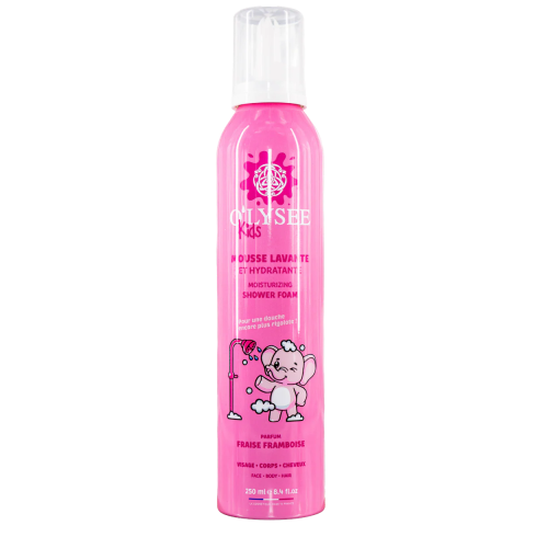 O’LYSEE Vaikiškos drėkinamosios dušo putos braškių ir aviečių aromato Kids 3 in 1 Moisturizing Whipped Shower Foam Strawberry and Raspberry 250ml