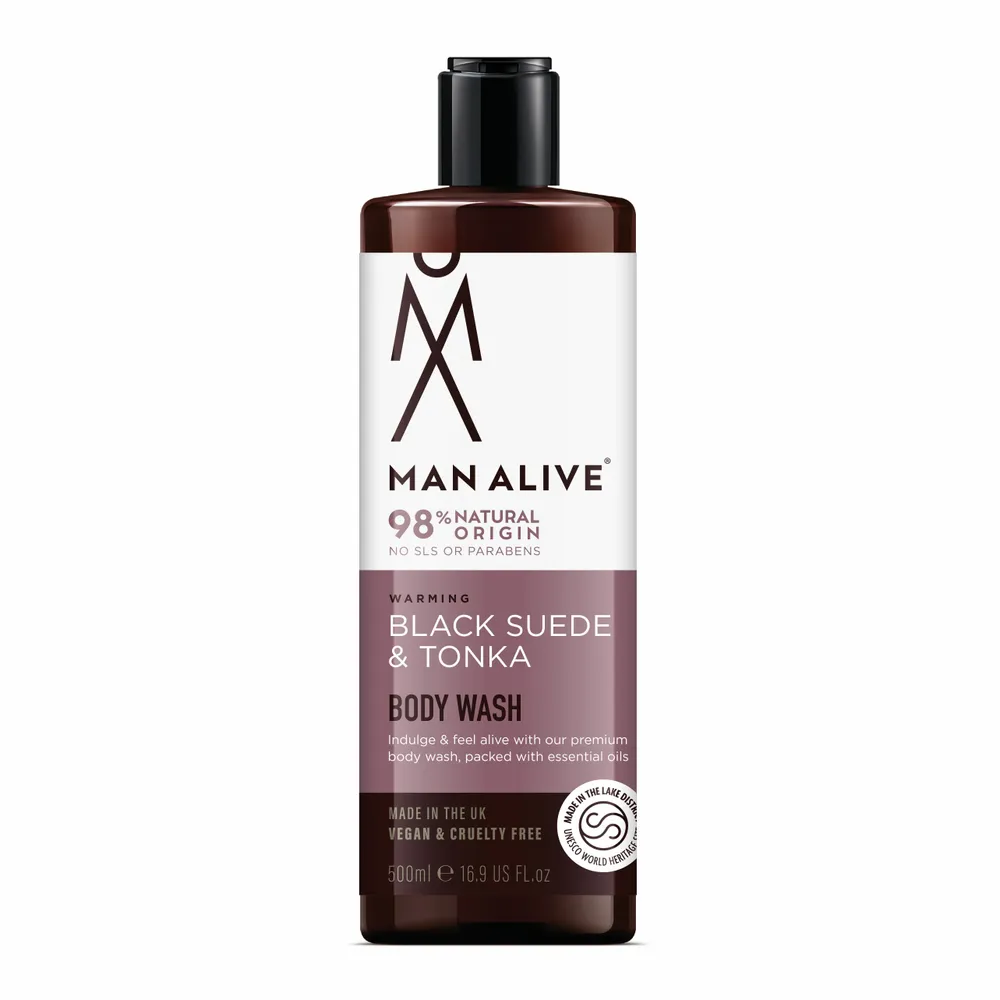 Man Alive - dušo želė su eteriniais aliejais - Juodoji suede ir Tonka - 500ml