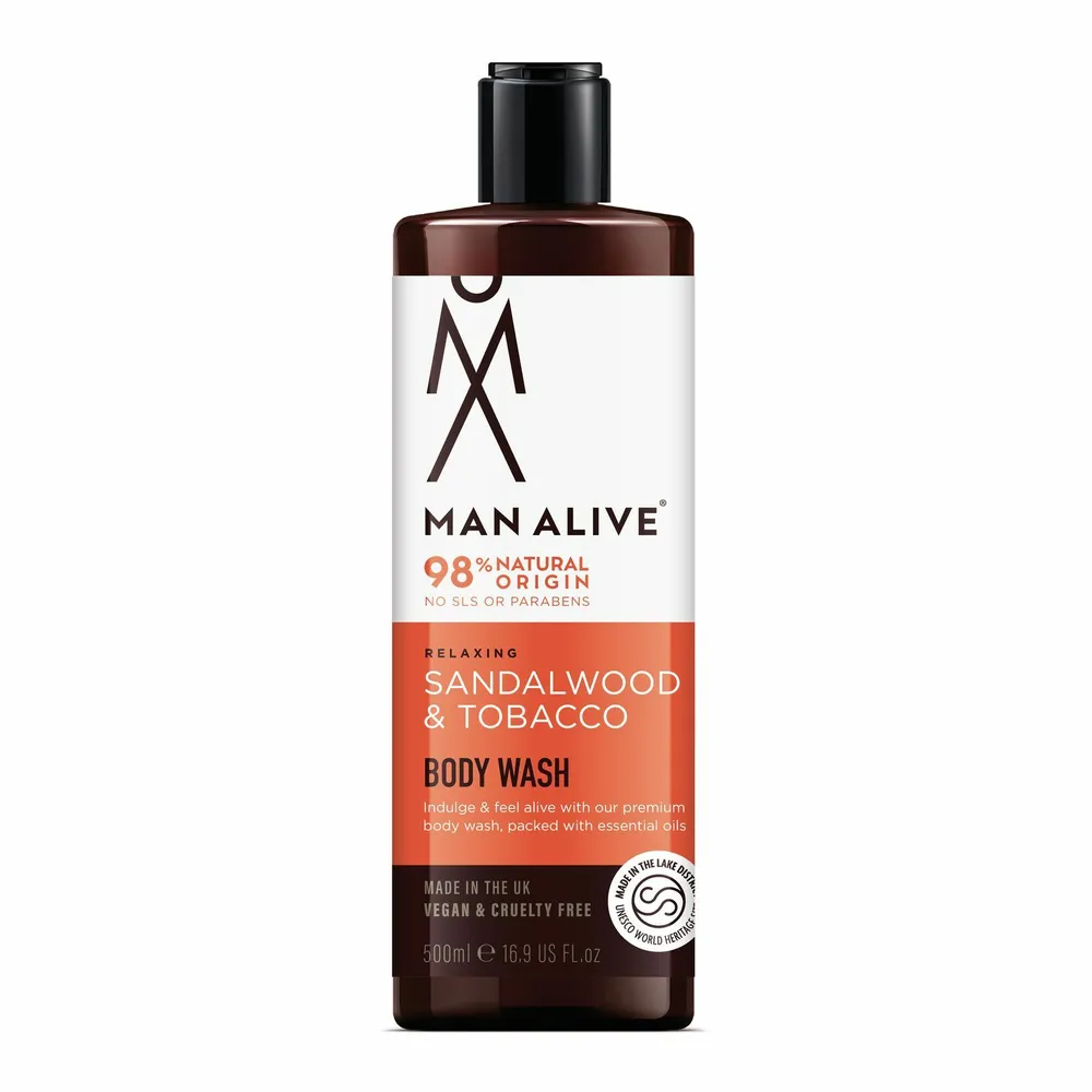 Man Alive - dušo želė su eteriniais aliejais - Saldanmedis ir Tabakas - 500ml