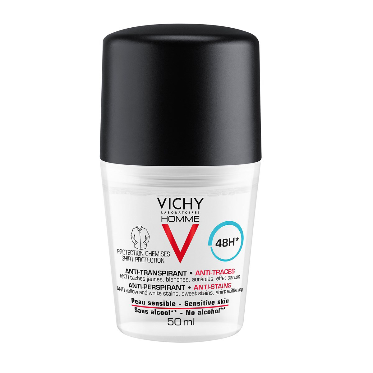 VICHY HOMME DEO SHIRT PROTECT, dezodorantas-antiperspirantas, 50 ml