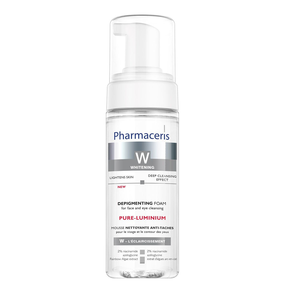 PHARMACERIS W PURE-LUMINUM, prausimosi putos nuo pigmentacijos, 150 ml