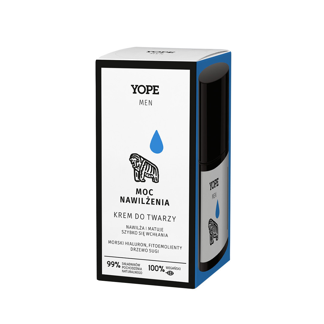 YOPE Drėkinantis vyriškas veido kremas, 50 ml.