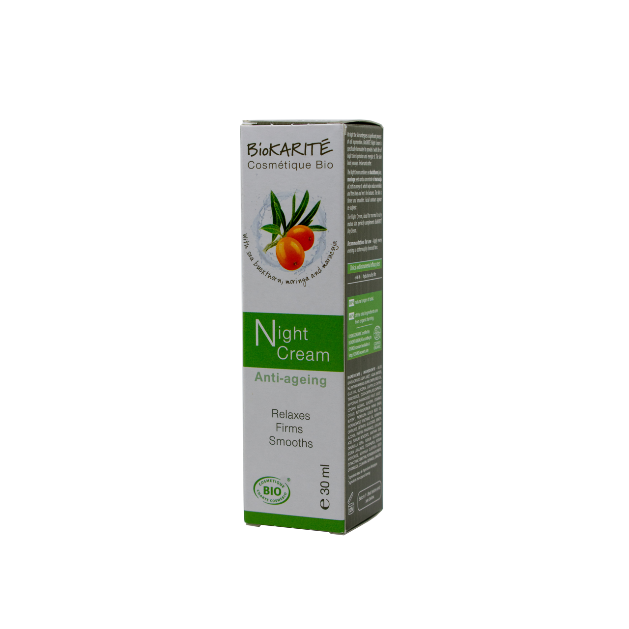 BioKARITE Naktinis kremas ekologiškas, 30 ml sandarus buteliukas