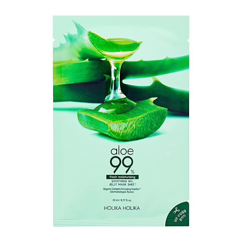 Lakštinė veido kaukė su alaviju Holika Holika Aloe 99% Soothing Gel Jelly Mask Sheet HH20016291, ramina veido odą,  23 ml