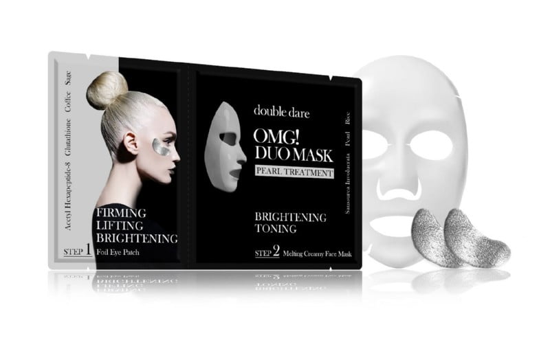 Veido priežiūros priemonių rinkinys OMG! Duo Mask - Pearl Theraphy, OMG-DM-P, rinkinį sudaro: paakių pagalvėlės ir veido kaukė