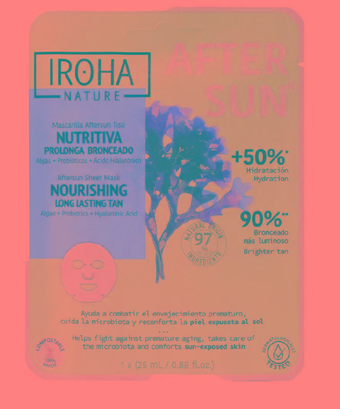 Maitinamoji veido kaukė Iroha Nature Aftersun Sheet Mask Nourishing Algaes Long Lasting Tan, MTIN32