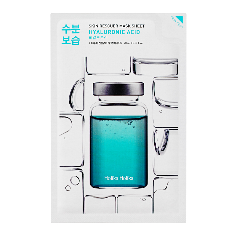 Lakštinė veido kaukė su hialurono rūgštimi Holika Holika Skin Rescuer Mask Sheet - Hyaluronic Acid HH20010914, odą maitinanti kaukė, 20 ml