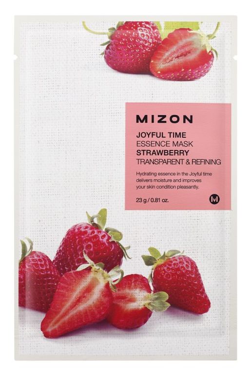 Veido kaukė Mizon Joyful Time Essence Mask Strawberry MIZ888890120, su braškėmis, 23 g