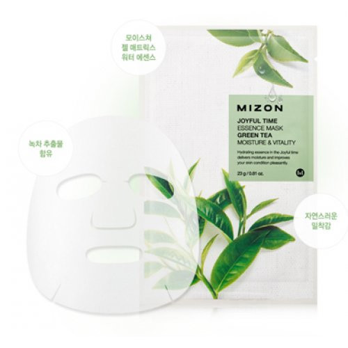 Mizon Joyful Time Essence Mask Green Tea Veido kaukė su žaliąja arbata, 20vnt