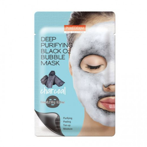 Purederm Deep Purifying Bubble Mask Charcoal Valomoji veido kaukė, 20g