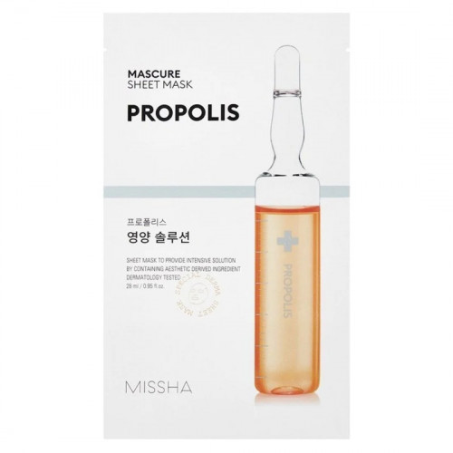 Missha Mascure Solution Sheet Mask Lakštinė veido kaukė, Propolis