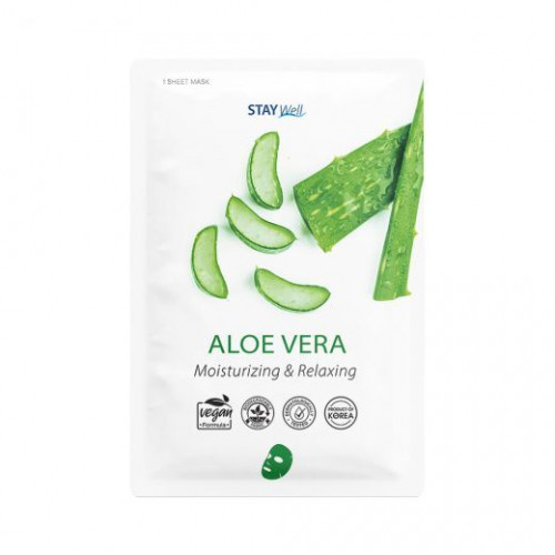 STAY WELL Climate Neutral Moisturizing & Relaxing Sheet Mask - Aloe Drėkinanti ir atpalaiduojanti veido kaukė, 1 vnt.