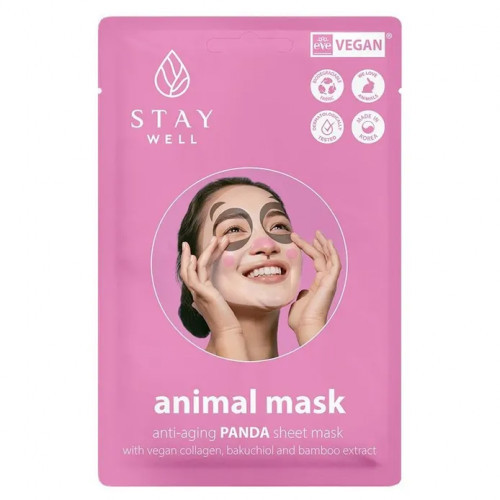 STAY WELL Animal Mask Anti-Aging Panda Drėkinanti veido kaukė, 1 vnt.