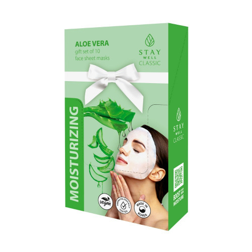 STAY WELL Classic Mask Moisturizing Aloe Vera Drėkinanti veido kaukė, 10x22g