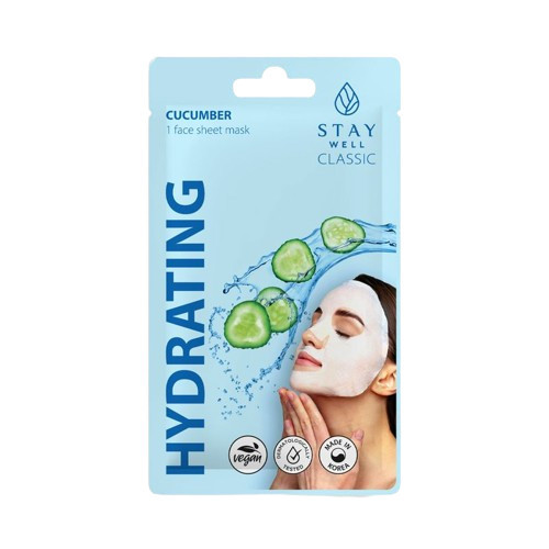 STAY WELL Classic Mask Hydrating Cucumber Drėkinanti veido kaukė, 1vnt.