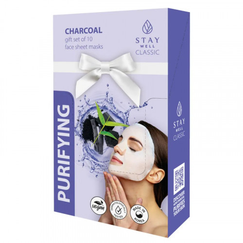 STAY WELL Classic Mask Purifying Charcoal Valomoji veido kaukė, 10x22g