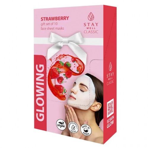 STAY WELL Classic Mask Glowing Strawberry Švytėjimo suteikianti veido kaukė, 10x22g