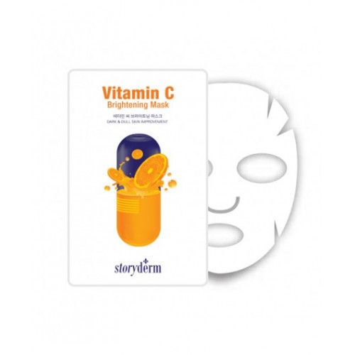 Storyderm Vitamin C Brightening Mask Lakštinė skaistinanti veido kaukė su vitaminu C, 1vnt.