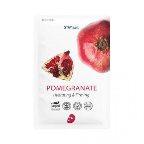 STAY WELL Climate Neutral Nourishing & Brightening Sheet Mask Pomegranat Maitinanti ir šviesinanti veido kaukė, 1vnt.
