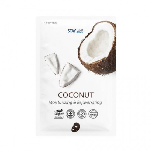 STAY WELL Climate Neutral Moisturizing & Rejuvenating Sheet Mask Coconut Drėkinanti ir atjauninanti veido kaukė, 1vnt.