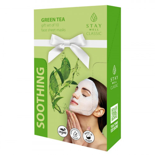 STAY WELL Classic Mask Soothing Green Tea Raminanti veido kaukė, 10x22g