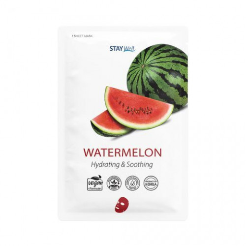 STAY WELL Climate Neutral Hydrating & Soothing Sheet Mask Watermelon Drėkinanti ir raminanti veido kaukė, 1vnt.