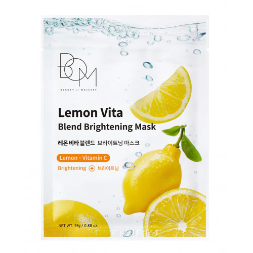 BOM Lemon Vita Blend Brightening Mask Skaistinančios odą lakštinės veido kaukės, 1 vnt.
