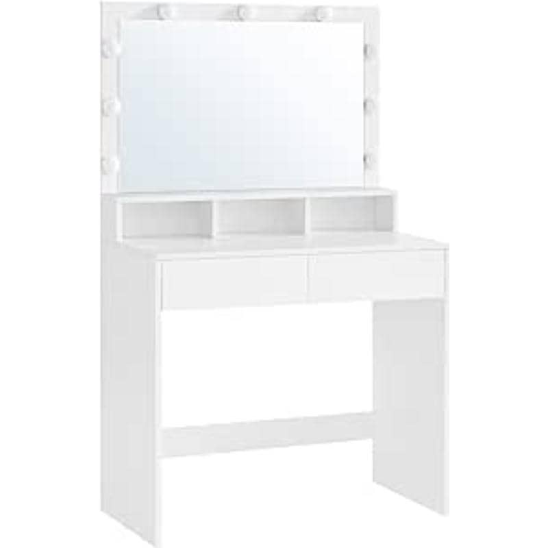 Kosmetinis staliukas su LED apšvietimu | 2 Stalčiai | 80 cm plotis
