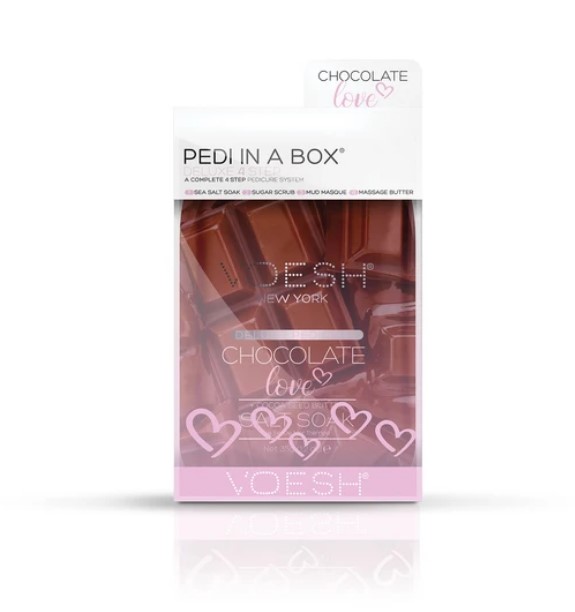 Procedūra kojoms Voesh Pedi In A Box 4 in 1 Chocolate VPC208CHO, su kakavos sėklų sviestu, maitina pėdas