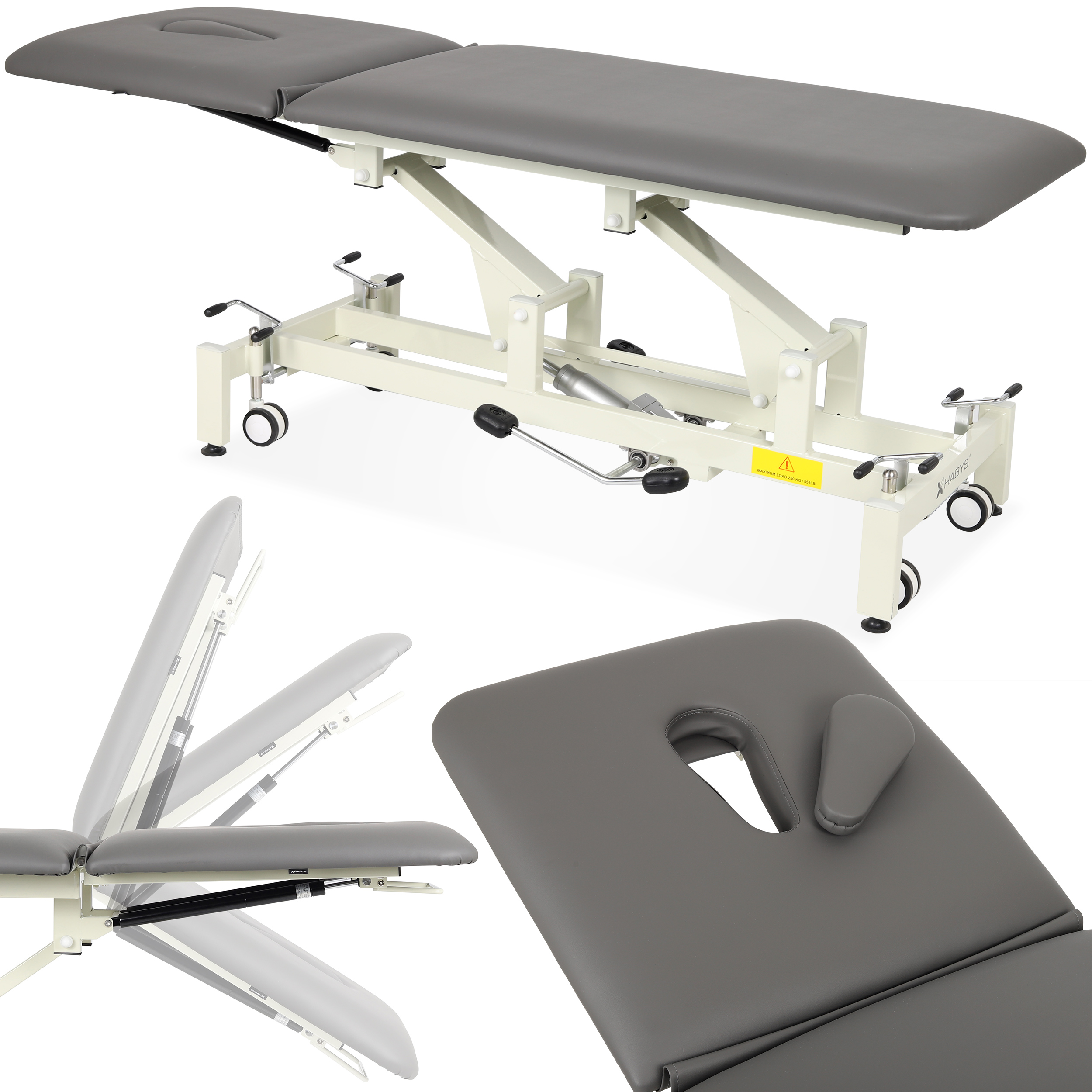Stacionarus hidraulinis masažo stalas Ultima H2 PVC gray