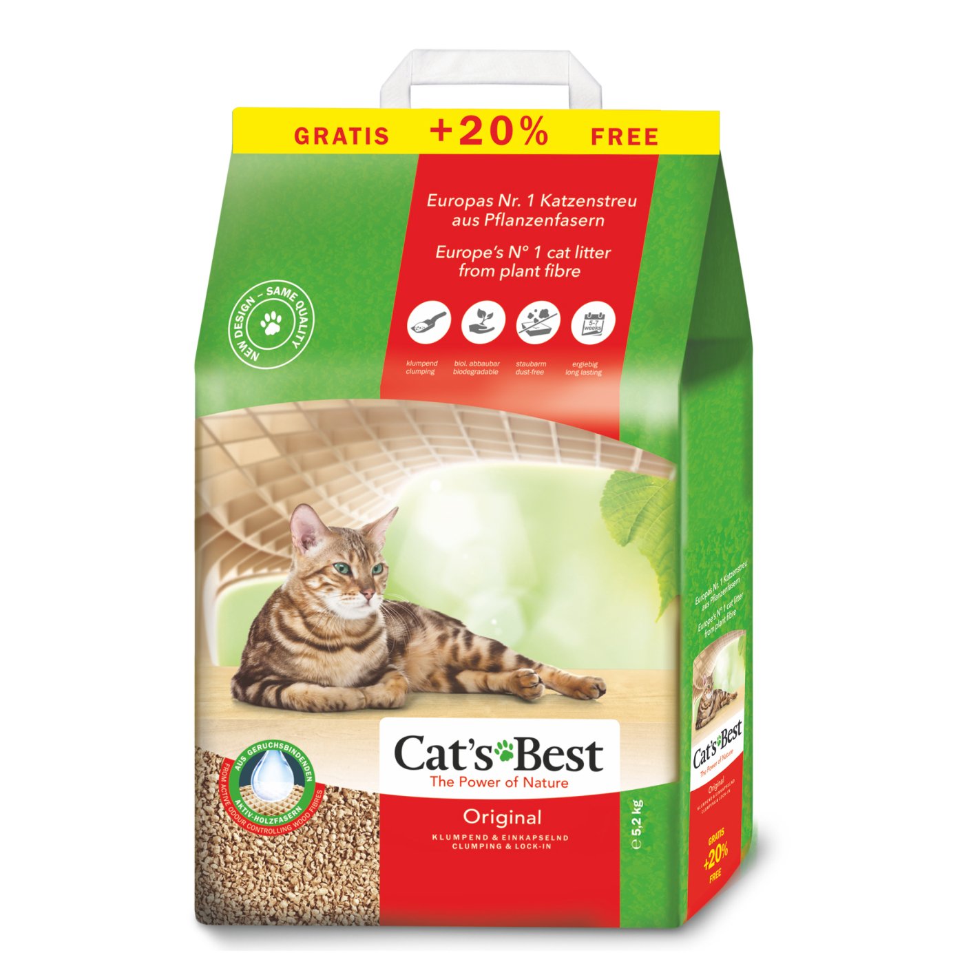 JRS CAT‘S BEST ORIGINAL Sušokantis natūralus pjuveninis kraikas 10l. + 2l.