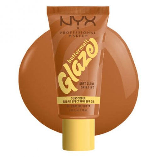 NYX Professional Makeup Buttermelt Glaze Soft Glow Skin Tint SPF30 Makiažo pagrindas, Praline Butta