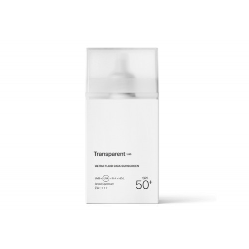 Transparent Lab Ultra-Fluid Cica Sunscreen SPF50 Apsauga veidui su mineraliniais ir cheminiais filtrais, 100ml