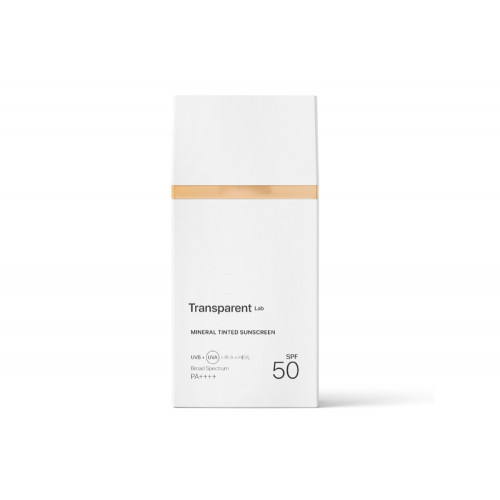Transparent Lab Mineral Sunscreen Cream SPF50 Mineralinė apsauga veidui su apsauga, Light