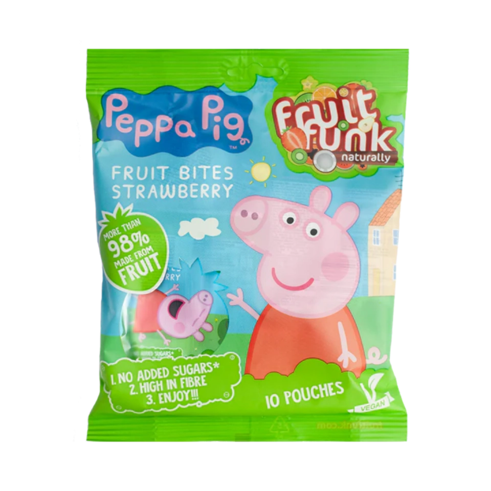 "PEPPA PIG" braškių iskonio kąsneliai, be pridėtinio cukraus | FruitFunk (100 g)