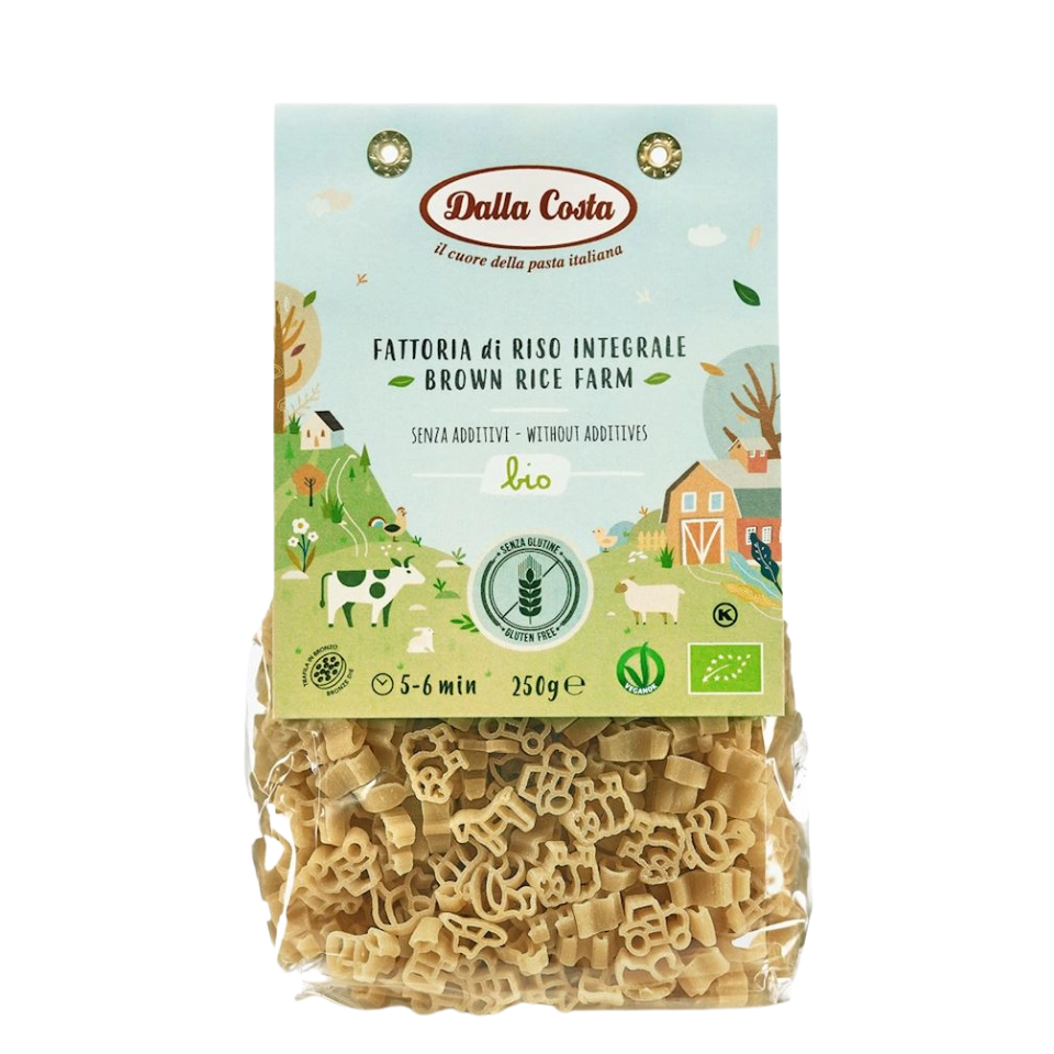 Ekologiški rudųjų ryžių makaronai FARM, be gliuteno | Dalla Costa (250 g)