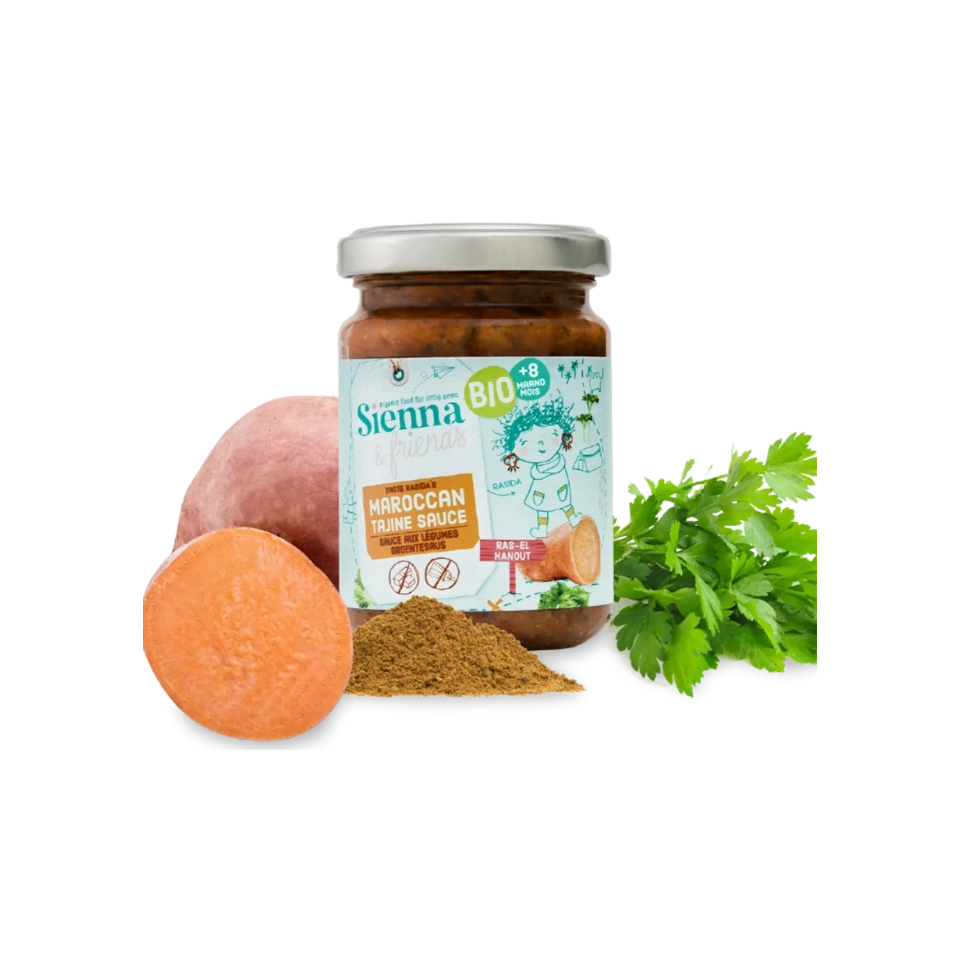 Ekologiškas marokietiškas TAGINE padažas, vaikams nuo 8 mėn, be pridėtinio cukraus | Sienna&friends (130 g)