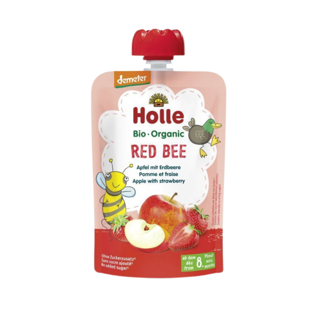 Ekologiška obuolių ir braškių tyrelė | HOLLE (100 g)