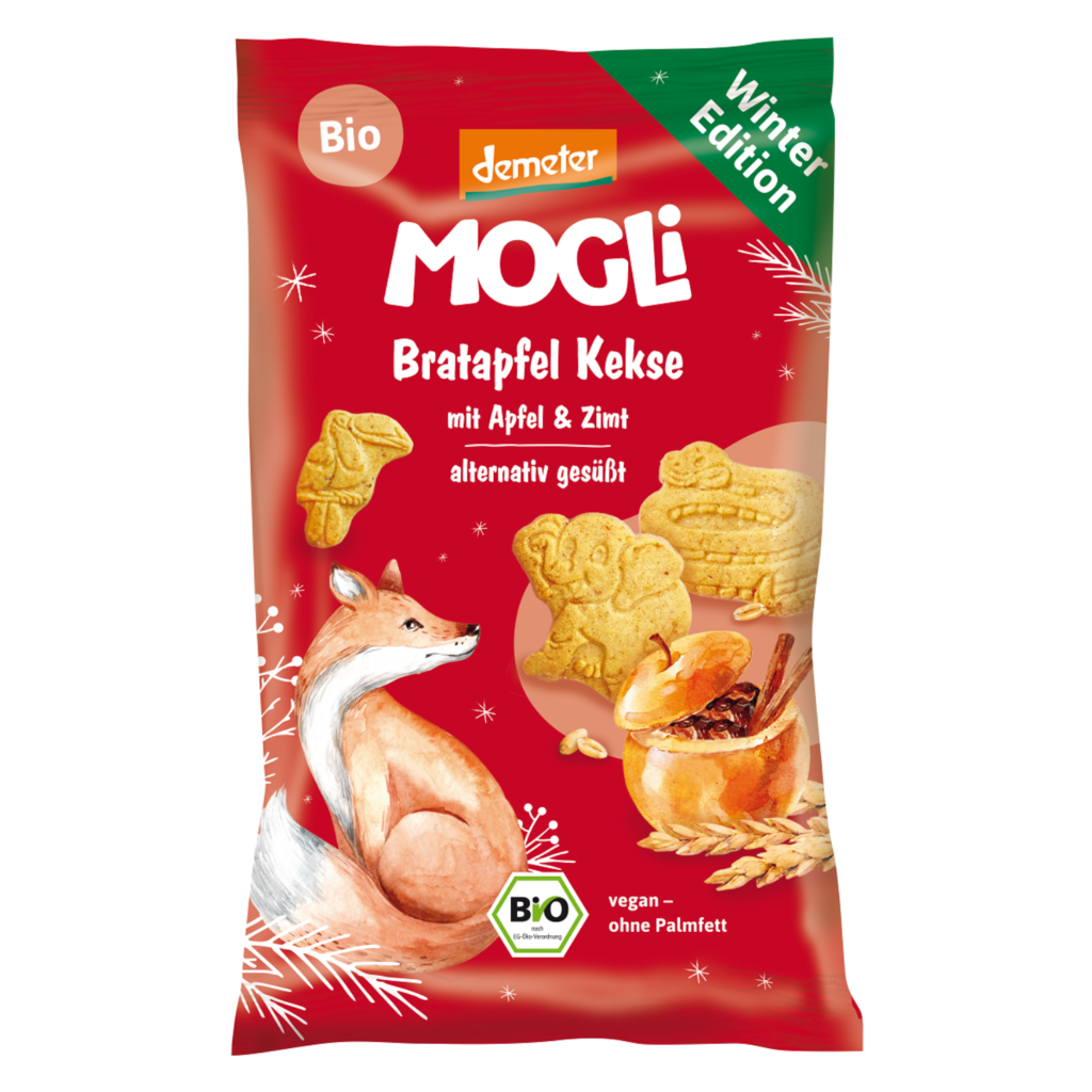 Ekologiški kepti sausainiai su obuoliais ir cinamonu | Mogli (50 g)