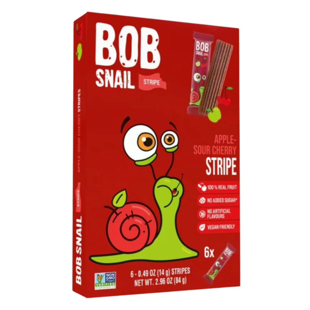 Obuolių ir vyšnių juostelių rinkinys, be pridėtinio cukraus | Bob Snail (6 x 14 g)